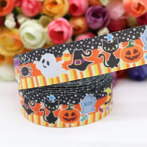 5 ярдов 78 ''(22 мм) корсажная лента с принтом на Хэллоуин для бантов для волос Сделай Сам материалы ручной работы Y19071901