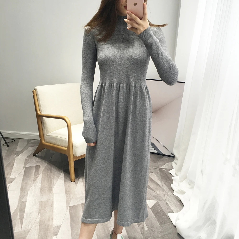 2018 Women Sweater Turtleneck Collar Long Sleeve Pullovers Dress Knitting Autumn Tricot Pull Femme | Женская одежда
