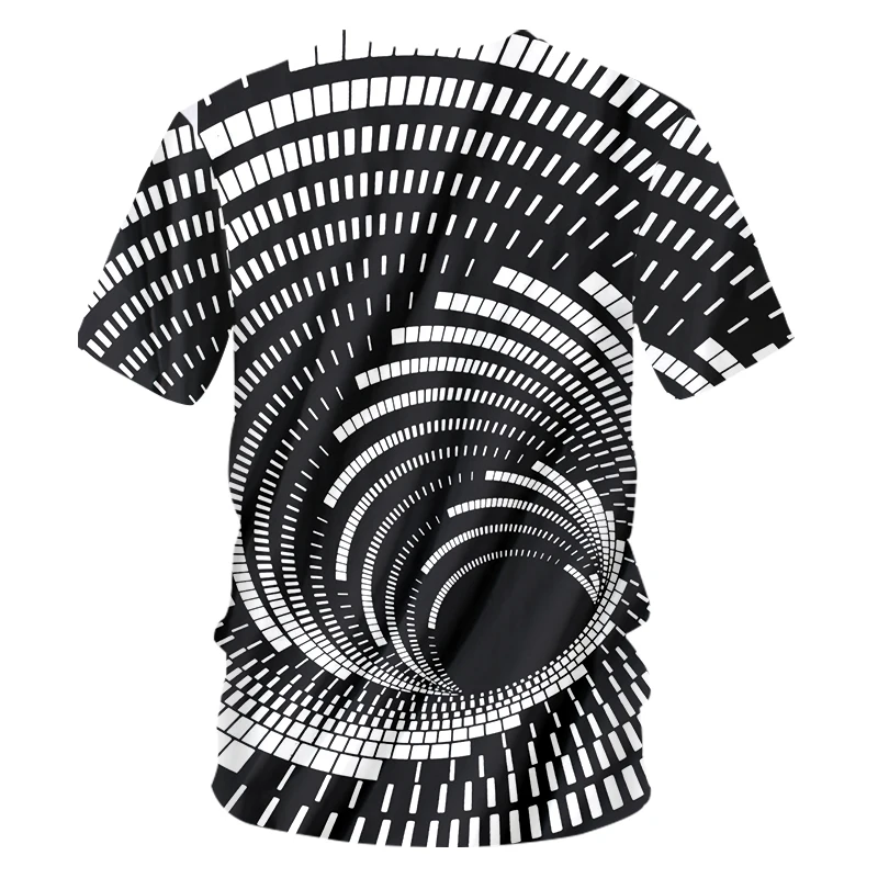 OGKB мужские футболки с v-образным вырезом червоточина принт черный белый вихрь 3D