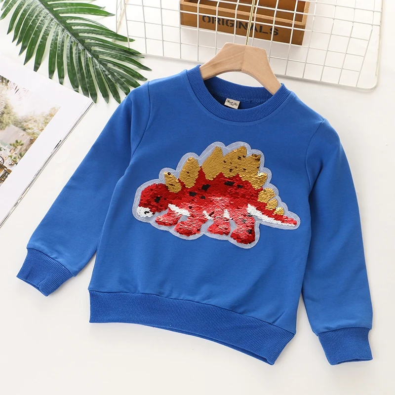 

Хлопковая толстовка для мальчиков и девочек, свитшот, одежда, футболка для девочек с динозаврами, детские свитеры, осенние детские свитшоты ...