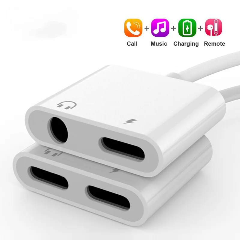 

2 In 1 3.5mm Aux Charging Lighting Adapter Listening and Charging 3.5mm Adapter for iPhone 11 12 13 Xs Max Xr X 7 8 Plus