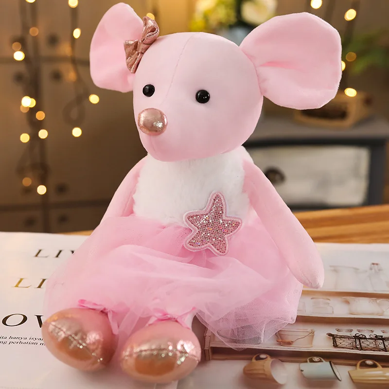 

1pc 42CM Cute Ballet Mouse Plush Toys Lovely Dressing Cloth Animal Mouse Dolls Stuffed Soft Baby Finger Toys Birthday Gifts
