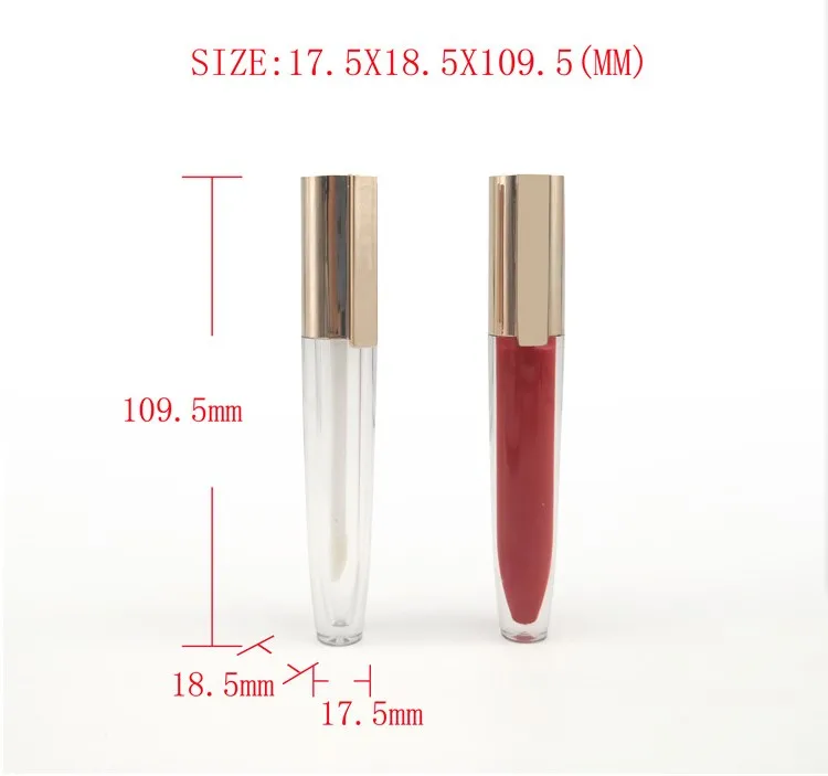 Пустая розовая Золотая крышка прозрачный блеск для губ трубка косметический