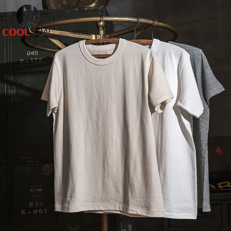 

Bronson Men's Heavyweight Loop Wheel Ringspun Tubular Short Sleeve T-Shirt Crewneck Sports Basic Plain T-Shirts