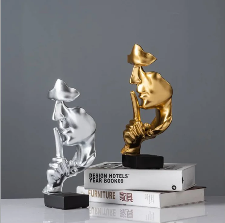 

DM 1pcs European-Style Keep Silence Multicolored Creative Abstract Statue Resin Crafts Furniture Decoration Office Desktop Jewel