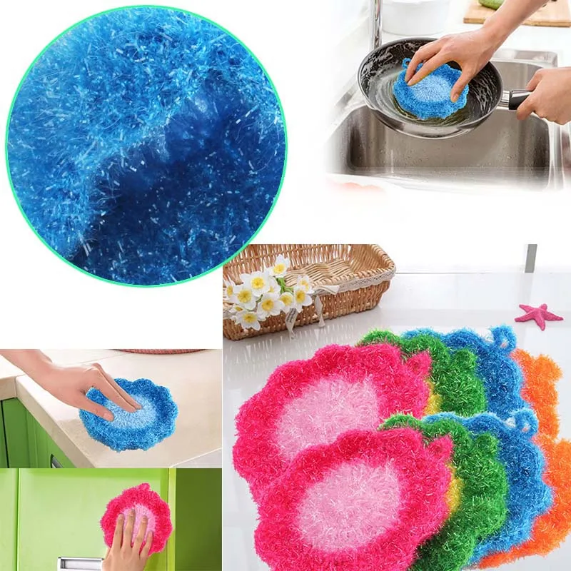 

1 Pcs Fruit Dish Scrubber Rags Kitchen Dishwashing Sponge Washcloth Pack Cleaning Tool