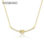 Женский кулон и ожерелье PAG  MAG из стерлингового серебра 925 пробы с узлом и цирконием, 14 к, золото, Стерлинговое серебро, ювелирные украшения, подарки