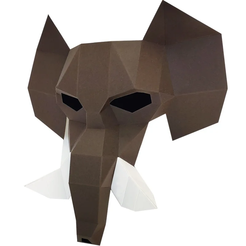 Half a face elephant 3D Бумажная Маска модели модный костюм Косплей DIY Бумага Ремесло Маска модели Хэллоуин выпускной вечер вечерние подарки лося/Слон/лиса/панда - Цвет: Half a face elephant