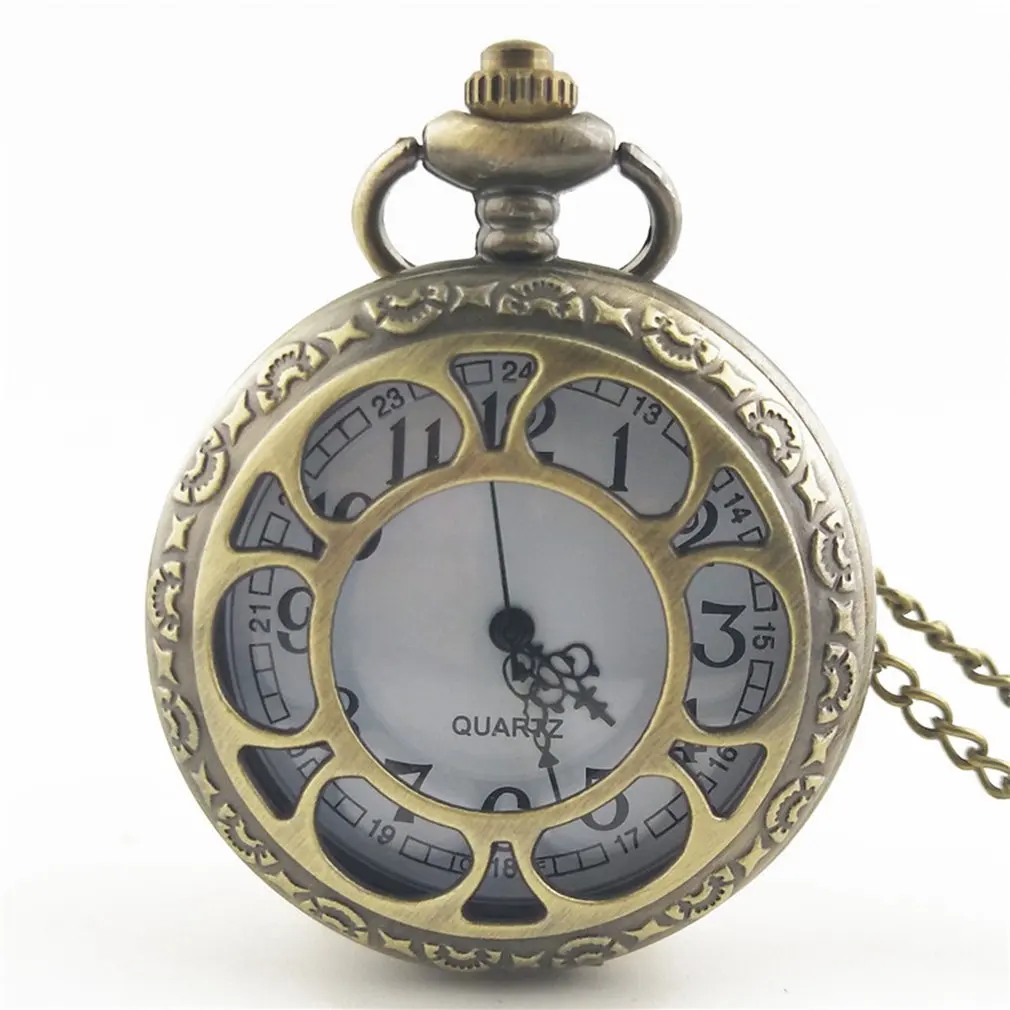 Винтажные полые цветочные модные мужские и женские кварцевые карманные часы