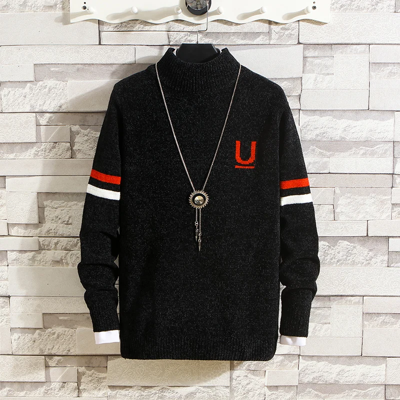 

Korean gray sweater and pullovers for men, knitted long sleeves, high quality winter pullovers, warm navy blue jacket, 3xl