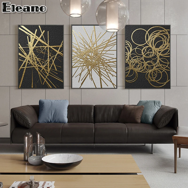 

Abstract Art Poster Black and Gold Lines Room Decor Black and White Abstract Wall Art Canvas Geometric Abstract Line Drawing