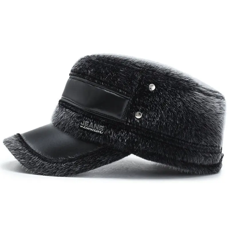 Шапка-бомбер мужская из натуральной замши Толстая теплая купольная шапка нубука