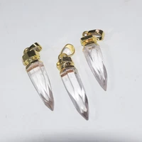 long natural clear quartz crystal crystal pendant making jewelry 2020 gold cap point stone arrow aura quartz pendant for women