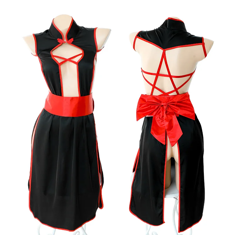 Winter Fire Sexy Cosplay Japanese Style Kimono Anime Dress Uniform Red Bow Erotic Costumes Cross Back Backless Lingerie |