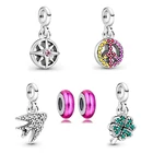 CKK, соответственные Пандоре обаятельные мне Браслеты Клевер мира Ласточка компас Подвески стерлингового серебра 925 Оригинальный бусины для самостоятельного изготовления ювелирных изделий Для женщин