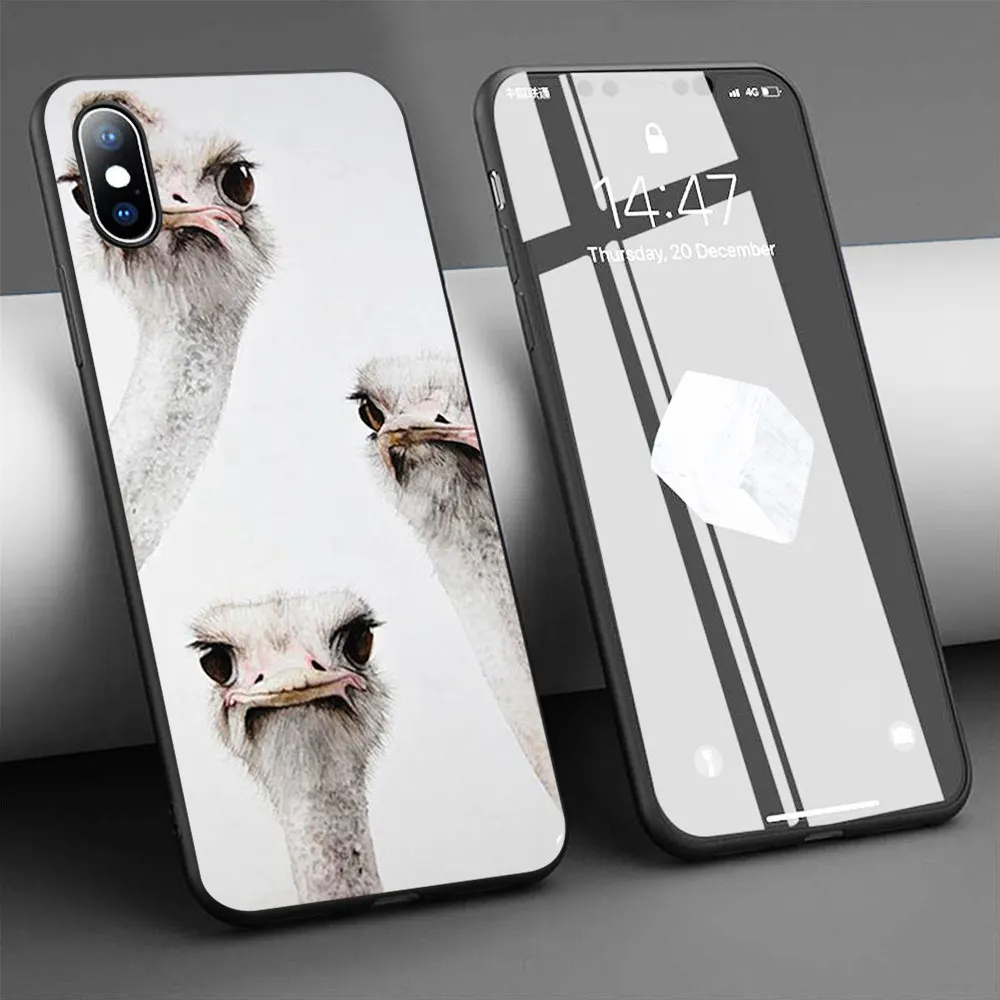 Мягкий силиконовый чехол Coque family of ostriches для iPhone 11 Pro Max X 5S 6 6S XR XS 7 8 Plus