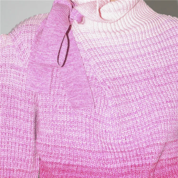 DEAT 2020 new winter fashion women clothes knits turtleneck lantern sleeves pullover bow sweater female WK0270 | Женская одежда