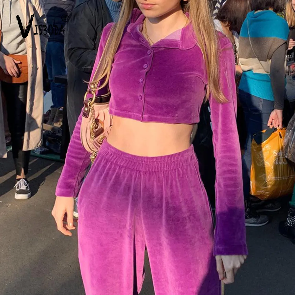Женский вельветовый Топ куртка и штаны комплект из 2 предметов мода 2019 женский