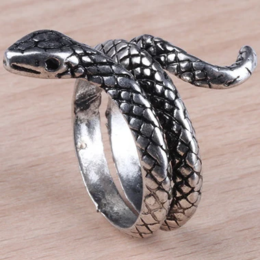 Snake MeMolissa панк животное кольцо готическое черное серебро металлические кольца в виде змейки для женщин мужчин ночной клуб унисекс регулируемые Anillos ювелирные изделия - Цвет основного камня: Snake