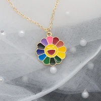 smiling colorful sun flower necklace pendant cute necklace fashion jewelry for girlfriend birthday gift