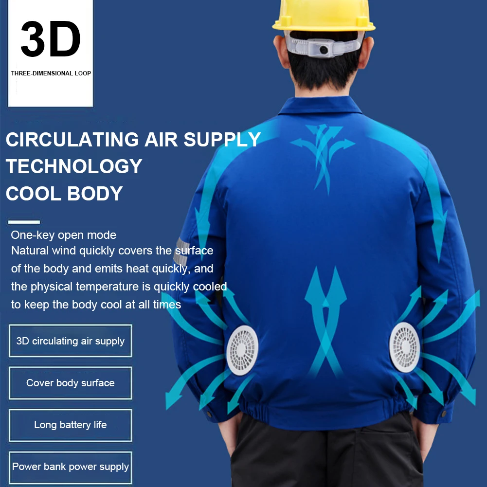 

Cooling Jacket Summer Air Conditioning Cool Coat with 2 Fans Outdoor Sun Protection Air-conditioning clothing fan
