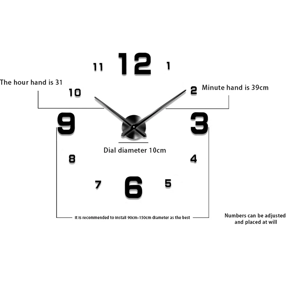 Большие современные настенные 3d часы &quotсделай сам&quot кварцевые акриловые