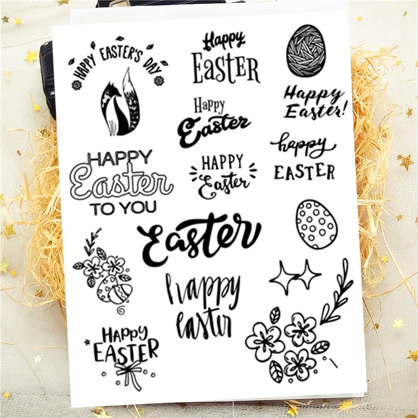 14x18 см счастливый день Пасхи прозрачный печать прозрачные наклейки силиконовый