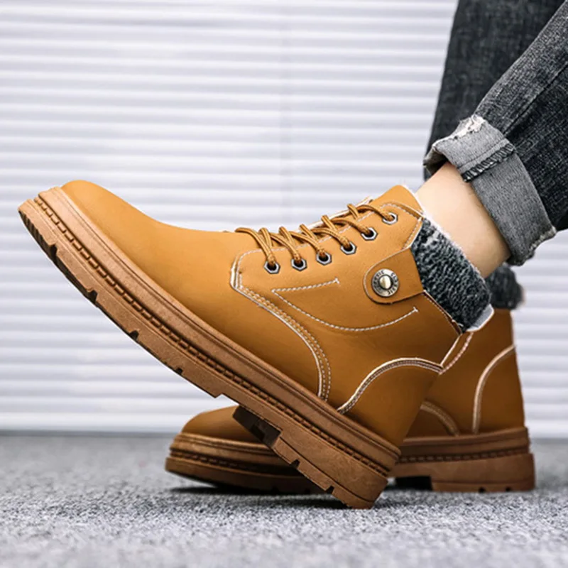 Новинка 2020 теплые зимние ботинки для мужчин плюс бархатная мужская обувь уличные