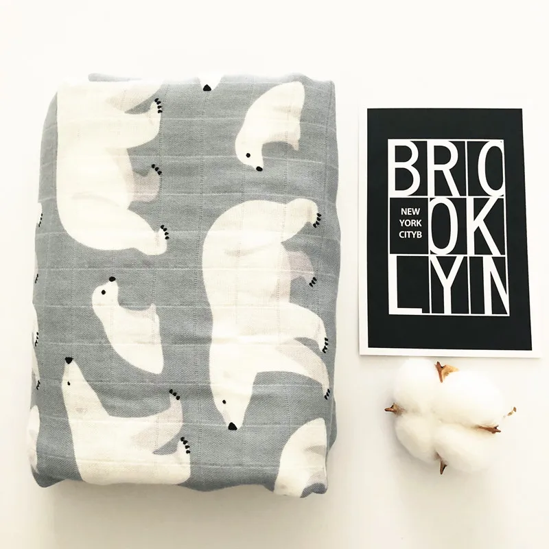 Детское муслиновое одеяло детское Пеленальное хлопковое с мультяшным принтом