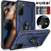 heavy duty hard armor case for samsung galaxy s21 s20 note 20 fe ultra plus a72 a52 a32 a12 5g with magnetic car ring kickstand