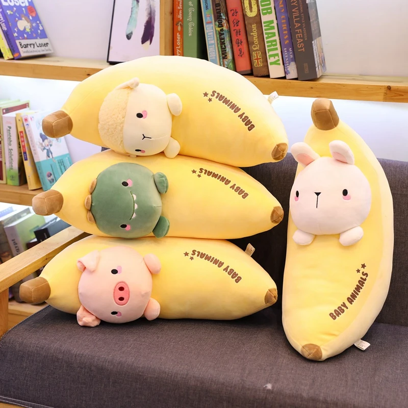 

Cute Plush Fruits Animal Toy Yellow Banana Stuffed Plush Plants Toys Sheep Pig Rabbit Dinosaur Pillows For Home Decor Girl Gifts