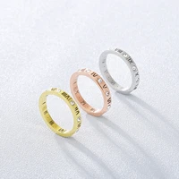 fashion jewelry elegant temperament of hollow out lucky roman numerals rose gold plating titanium steel ring