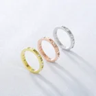 Модные украшения элегантный темперамент полые lucky римскими цифрами покрытие с ионным напылением из розового золота titanium стальное кольцо