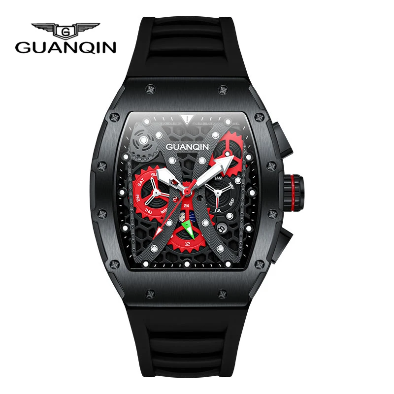 Часы наручные GUANQIN мужские спортивные Роскошные водонепроницаемые с сапфировым