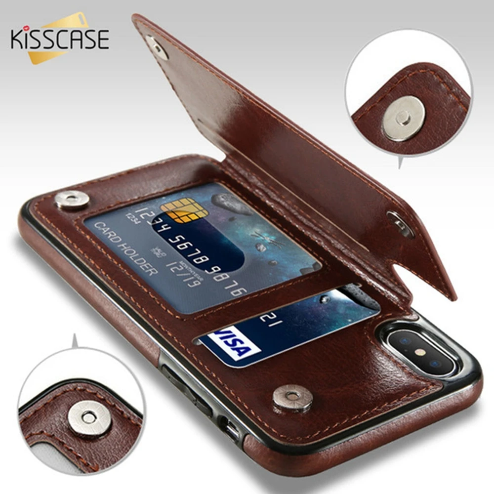 Чехол из искусственной кожи в стиле ретро KISSCASE для iPhone X 6 6s 7 8 Plus 5 5S SE чехол
