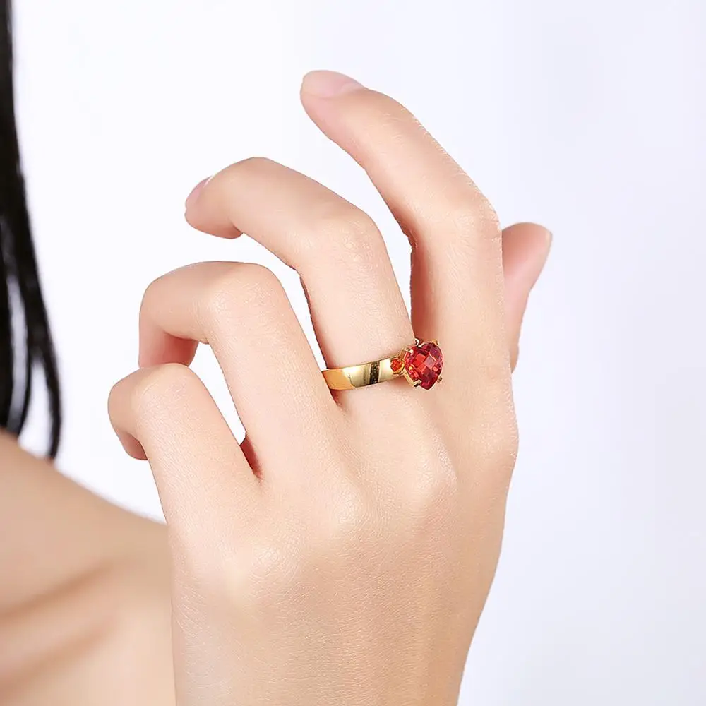 

INALIS Rings for Women Romantic Heart Shape 316L Stainless Steel Ring Inlaid Big 5A Cubic Zirconia Noble Simple Fashion Jewelry