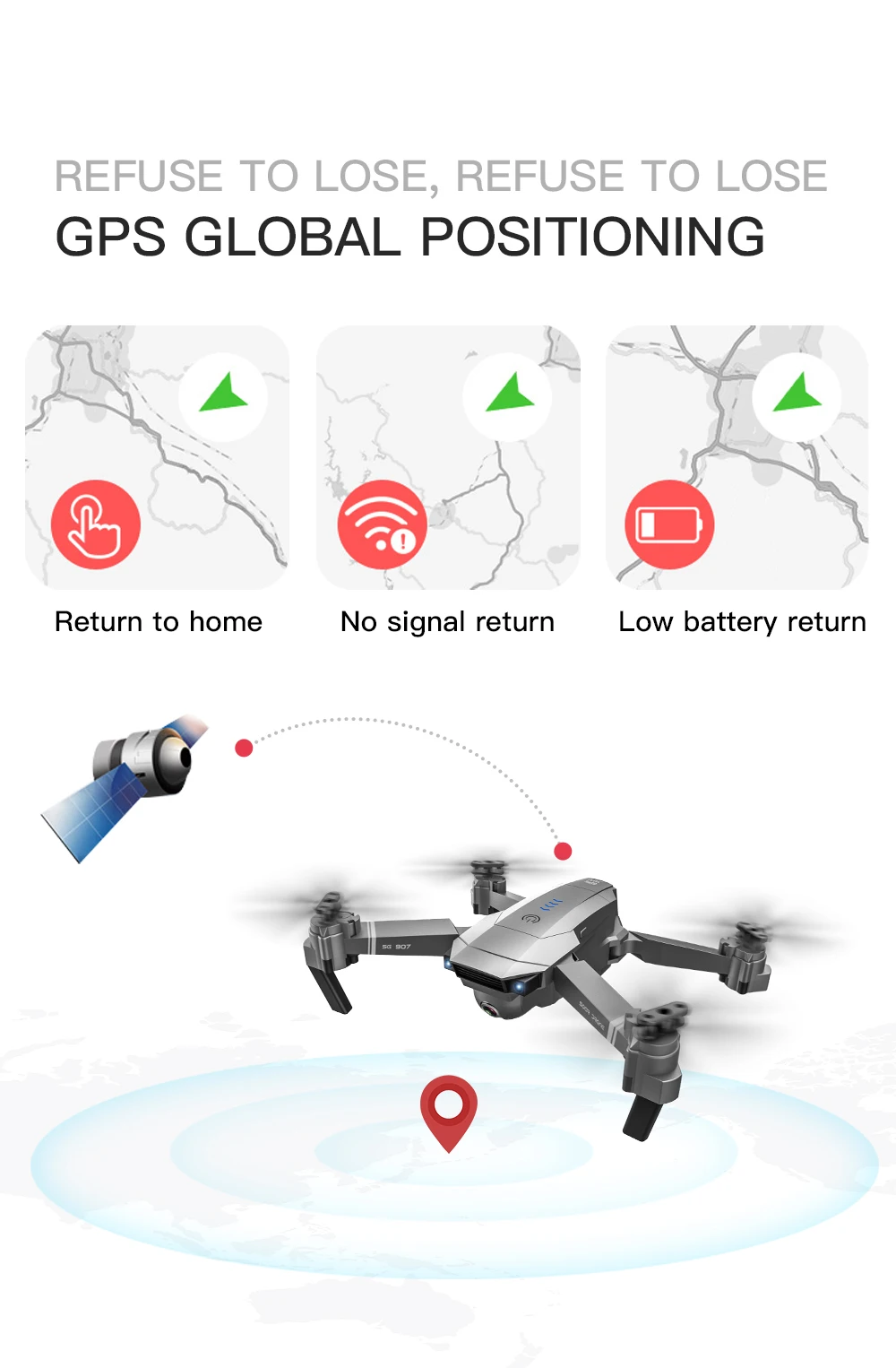 SG907 GPS Drone с 4K HD Регулировочная камера Широкоугольный 5G WIFI FPV RC Quadcopter Профессиональные складные дроны E520S E58
