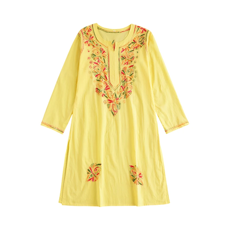 Индийский традиционный Женский костюм для йоги Kurtas брюки хлопковый топ ручной