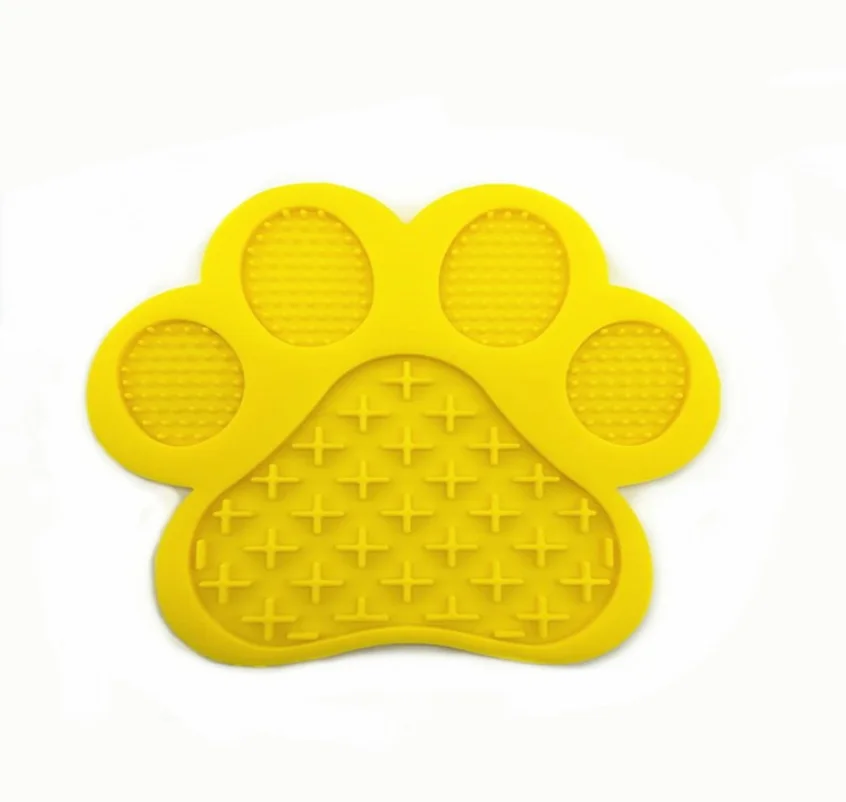 

Silicone Slow Food Mat Suction Plate Pet Licking Bowl Foldable Feeding Dog Footprint Shape Plate Puppy Training Supplies