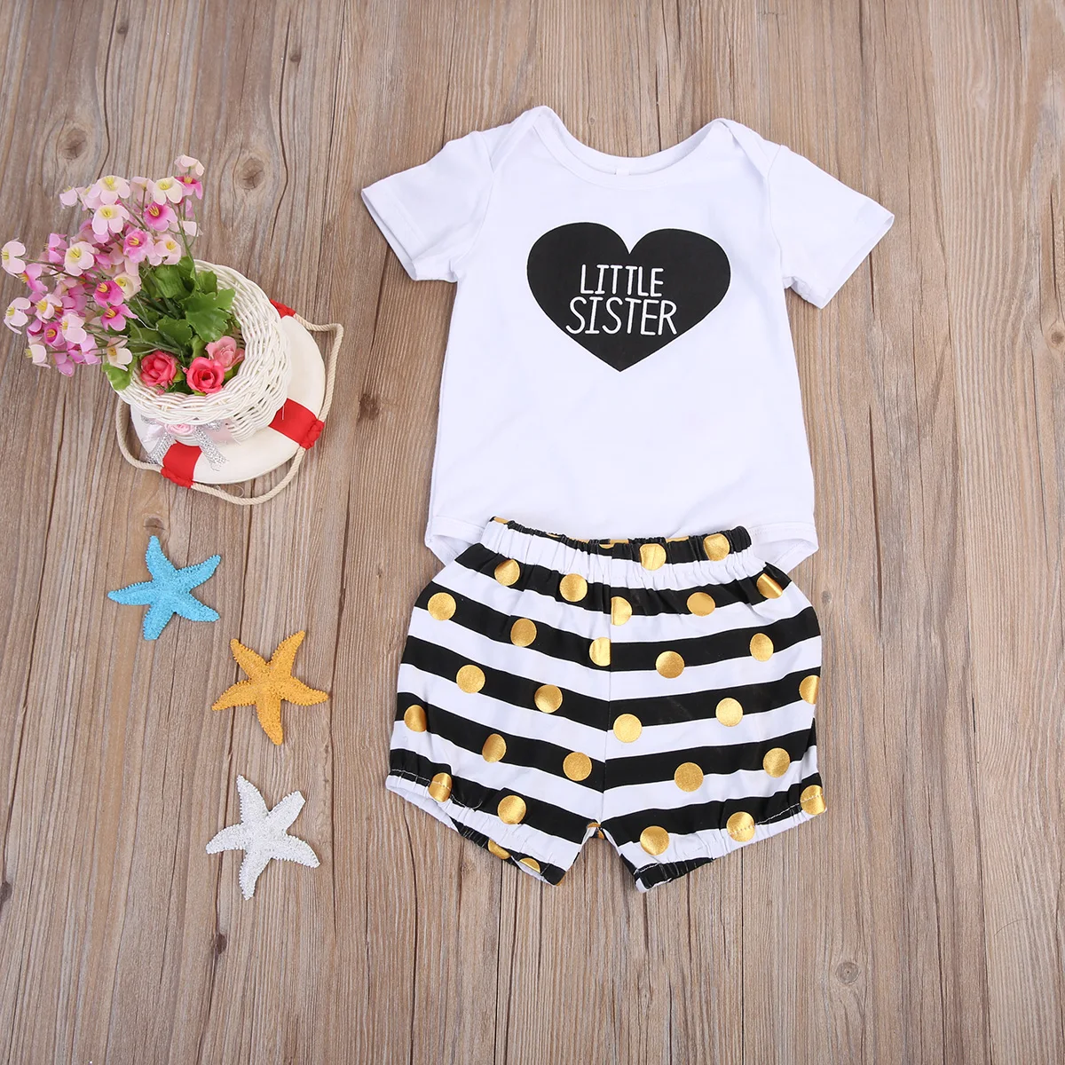 Одинаковая одежда для новорожденных детей сестер букв сердца комбинезон штаны