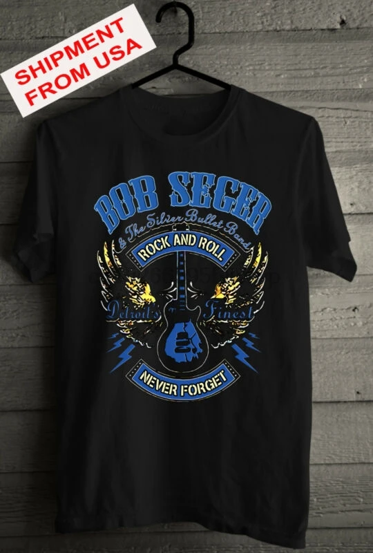 

New Bob Seger & The Silver Bullet Guitar Logo Black T-Shirt NEW ALL SIZE