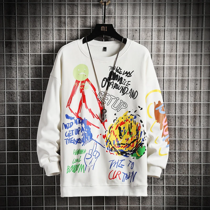 

Свитшот для молодых мужчин, уличная одежда, пуловер, модная толстовка с принтом, повседневные свободные худи, кофты в стиле хип-хоп, весна
