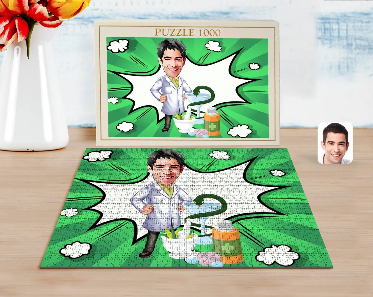 

Персонализированный мужской фармацевтический карикатура 1000 шт. Профессиональный пазл-2