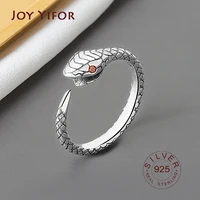 real 925 sterling silver geometric snake adjustable ring minimalist fine jewelry for women party gift