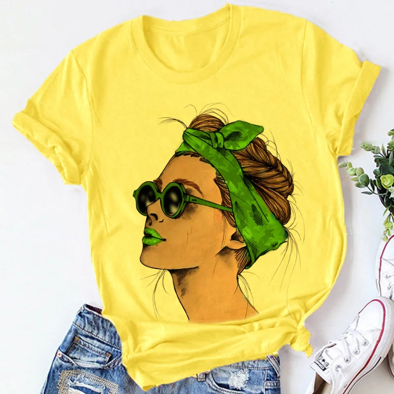 

Yellow Plus Size Tshirt Women Summer Vogue Print Lady Casual T-Shirt Tops Harajuku Streetwear Short Sleeve O-Neck Tees Tshirt