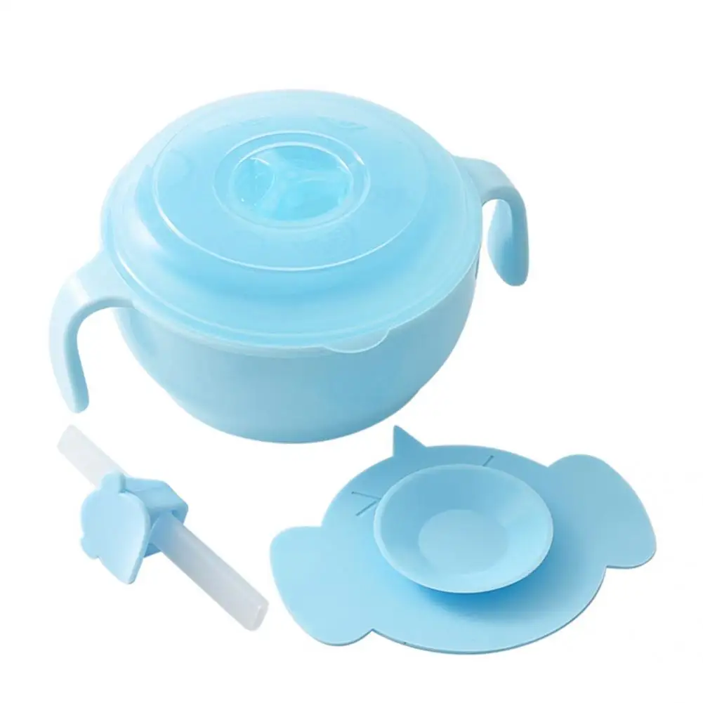 

Safe 3Pcs/Set Practical Children Feeding Straw Bowl PP Straw Bowl Grid Design for Picnic