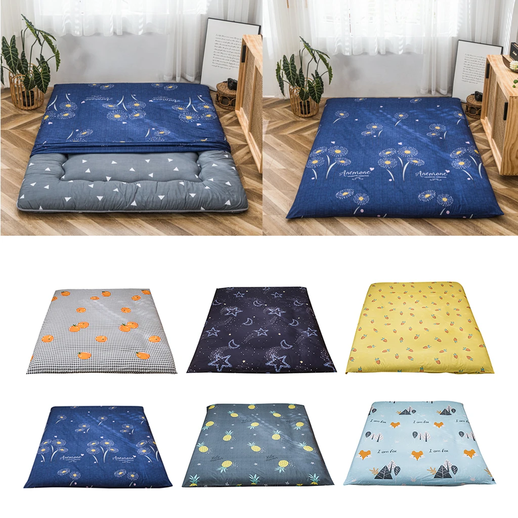 

1pc Comfortable Tatami Mattress Cover Bedspread Protect Cover Coverlet With Zipper 90x200cm