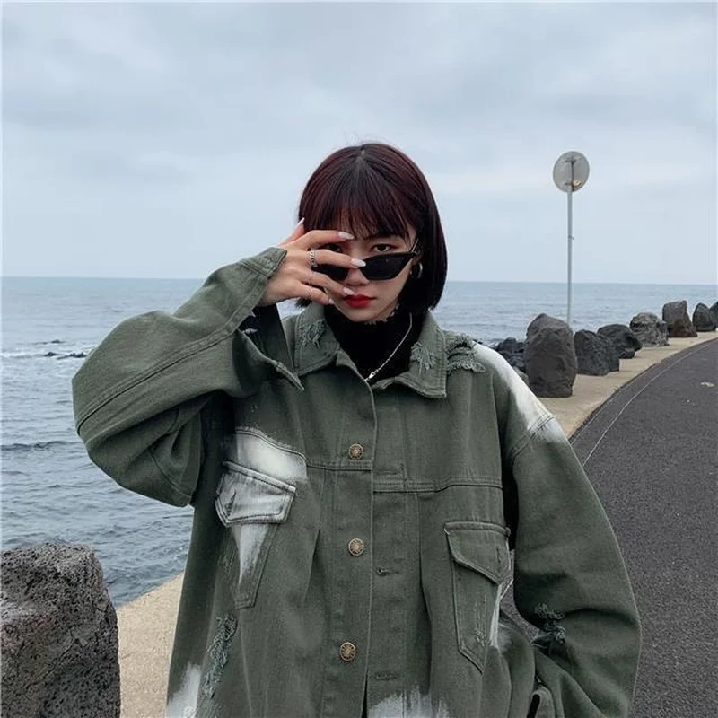 Куртка женская джинсовая в стиле бойфренд базовая Свободная верхняя одежда из