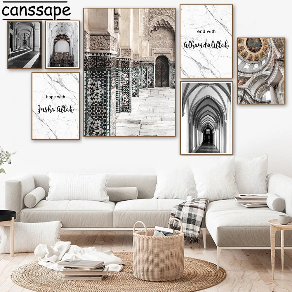 

Islamic Posters And Prints Moroccan Door Painting Corridor Print Marbling Poster Nordic Wall Pictures For Living Room Decoration