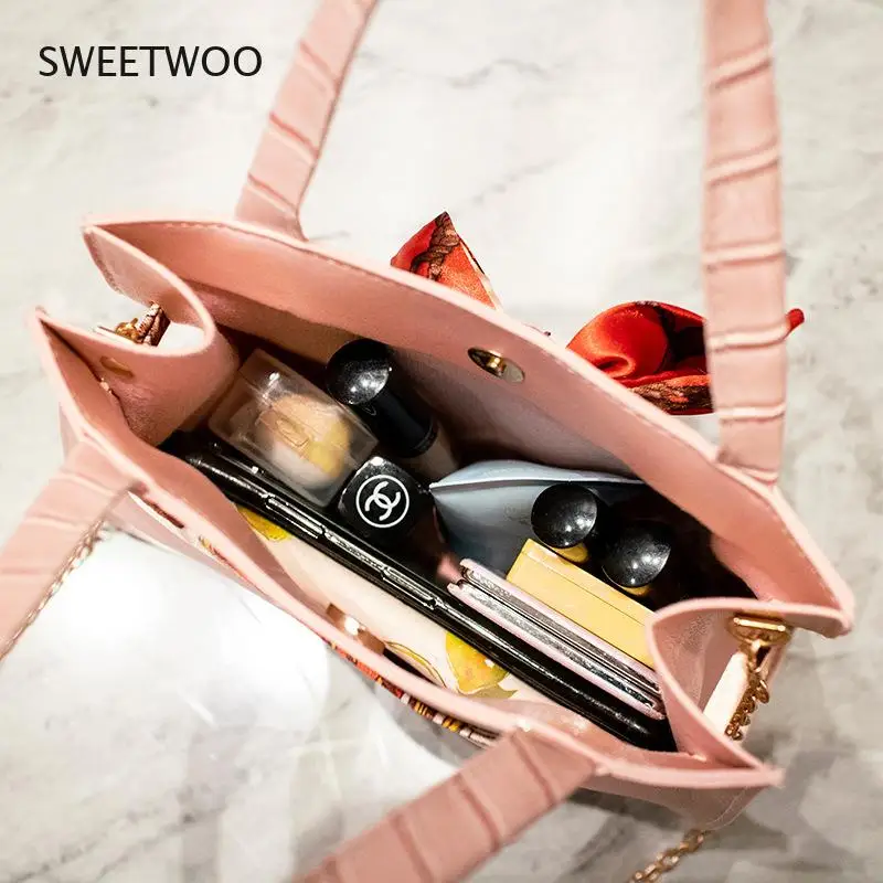 

Female Bag Silk Scarf Thin Chain Mobile Phone Bag Shoulder Messenger Portable Large-Capacity Crocodile Pattern Female Bag